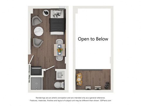Floor plan for studio, 209 sqft